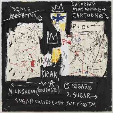 A Panel of Experts by Basquiat on a black background