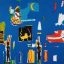 “Antar” de Jean-Michel Basquiat con elementos simbólicos y fondo azul en Moco Museum Barcelona