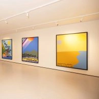 Gallery view of Robbie Williams’ colorful abstract artworks at Moco Museum London